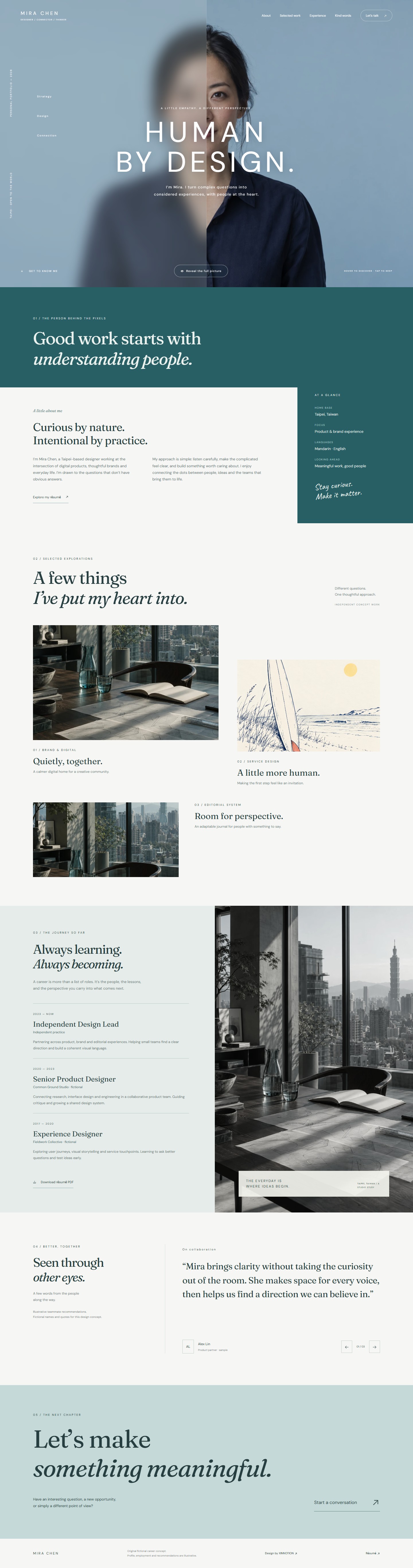 Mira Chen full homepage design