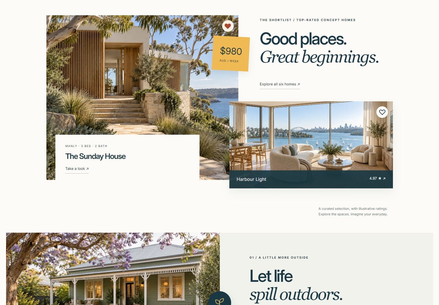 An offset editorial property shortlist.